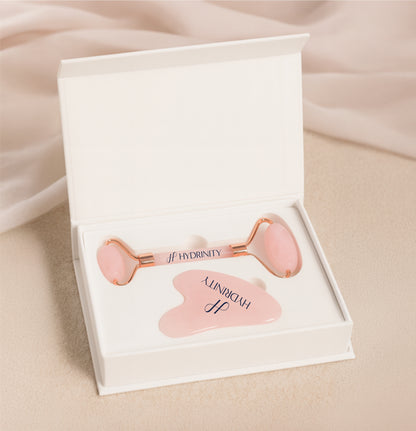 Hydrinity Jade Facial Massage Roller + Gua Sha Set