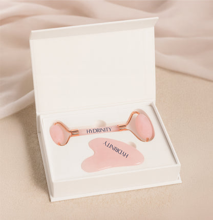 Hydrinity Jade Facial Massage Roller + Gua Sha Set