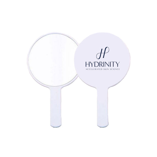 Handheld Mirror - White With Blue Logo